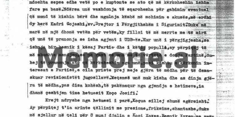 Letra e Telat Agollit për Enverin: “Feçorri më kërkonte të pohoja se UDB-ja më kishte dhënë porosi për Nexhmijen”