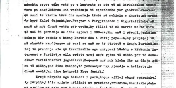 Letra e Telat Agollit për Enverin: “Feçorri më kërkonte të pohoja se UDB-ja më kishte dhënë porosi për Nexhmijen”
