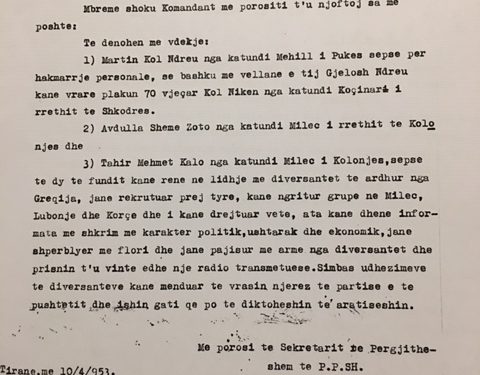 Urdhëratë me shkrim të Enverit: “Të pushkatohen”, “të ekzekutohet”,”dakord me propozimin për dënimin me vdekje”…