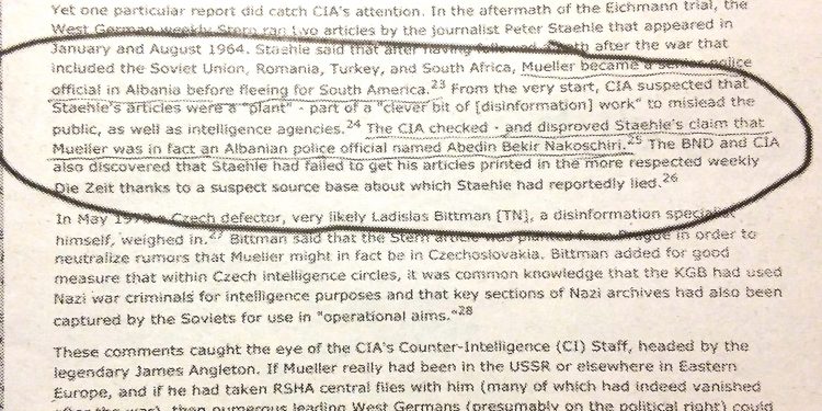 Ish-oficeri i Sigurimit, pohon akuzat e CIA-s se shefi i Gestapos së Hitlerit, Heinrich Mueller, u strehua në Tiranë dhe “Zëri i Popullit” e përgënjeshtroi pas protestave para ambasadës sonë në Vjenë…