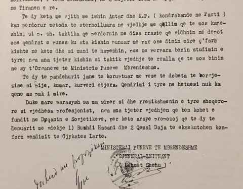 Urdhëratë me shkrim të Enverit: “Të pushkatohen”, “të ekzekutohet”,”dakord me propozimin për dënimin me vdekje”…