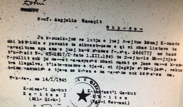 Dokumenti i kapiten Sabri Sevranit / Si e grabiti Sigurimi i Shtetit bibliotekën e madhe të profesor Angjelin Saraçit në qytetin e Shkodrës…