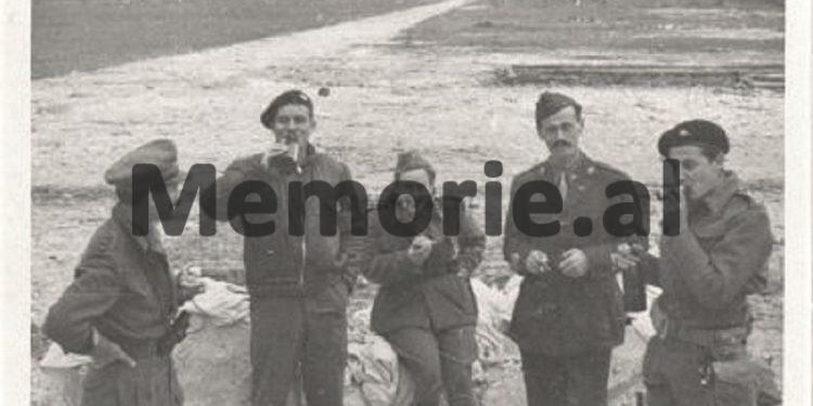 Document: Enver Hoxha with his Staff is located in the center where he is guarded by non-commissioned officers and English soldiers equipped with broadcast radios. Elements of kurveleshas have been assigned to guard this Headquarters