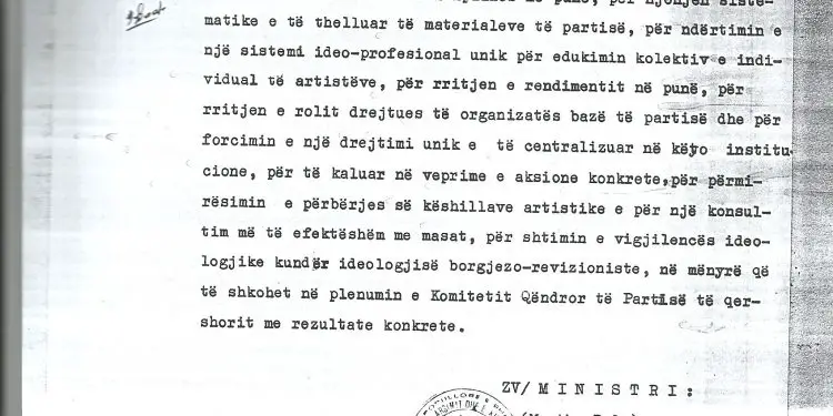 Raporti sekret i zv/ministrit të Kulturës, Mantho Bala: Regjisori Leka Bungo bëri krahasime të poshtra me Sekretarin e Parë të Komitetit Qëndror…