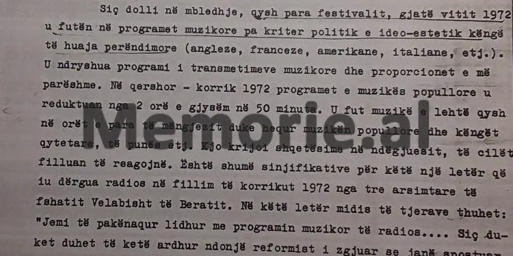 Relacioni sekret për Enverin:  Në mbledhjen e RTSH-së u tha se: Todi Lubonja ua futi kontrabandë Festivalin e 11-të, Partisë, popullit dhe punonjësve të Radio-Televizionit…