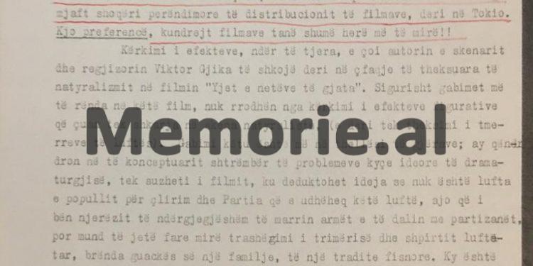 “Filmin ‘Kur zbardhi një ditë’ të Milkanit, na e kërkojnë shoqëri perëndimore të distribucionit, deri në Tokio…” / Letra e zv/drejtorit të Kinostudios për Komitetin Qëndror, në ’73-in