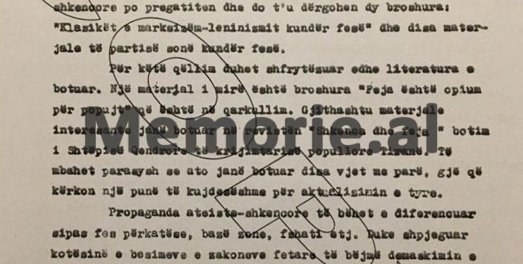Letra sekrete e Enverit: Klerikët, me përjashtim të katolikëve, janë injorantë, dinë lutje përmendësh si hoxhallarët, por do i rrafshojmë nga faqja e dheut…”