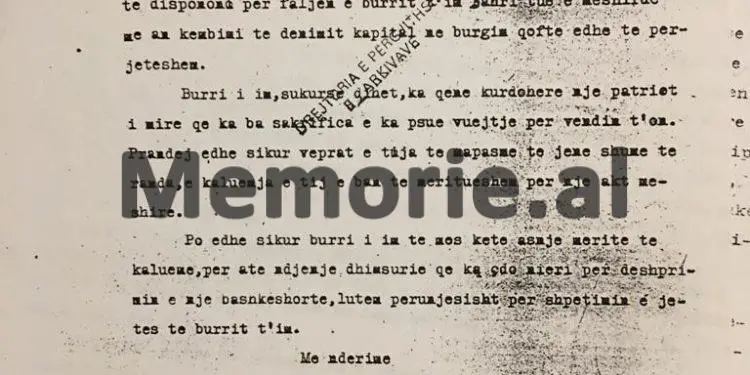 Letra zyrtare e motrës së Enverit: “Ju lutem me zemrën e plasun të një gruaje, për faljen e burrit, Bahriut, tue mëshirue në këmbim të dënimit kapital…”