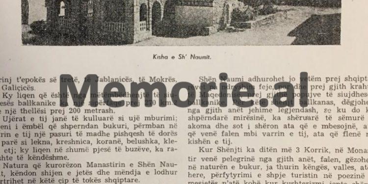 “Manastiri i Shën Naumit, Poradeci mbi liqenin e kristaltë dhe kostumet e grave të bukura të Dardhës, si tonat në Val d’Aosta,….”/ Reportazhi i panjohur i studiuesit italian