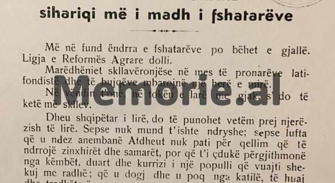 Reforma Agrare e qeverisë së Enver Hoxhës në 46-ën e bërë nga specialistët/ Dokumentet e panjohura jugosllavë, që i’a mori tokat pronarëve