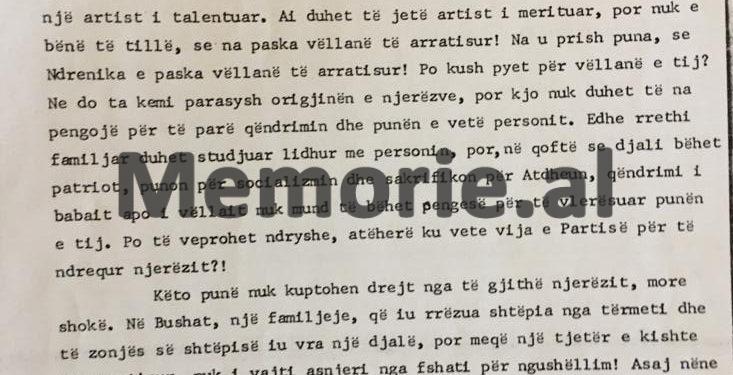Diskutimi i Enverit në Byro: “Aktorja e re shqiptare, pa folur fare, me sytë e saj flet shumë dhe e lë në bisht të urës Brixhit Bardonë, kurse Prosi dhe Ndrenika…”