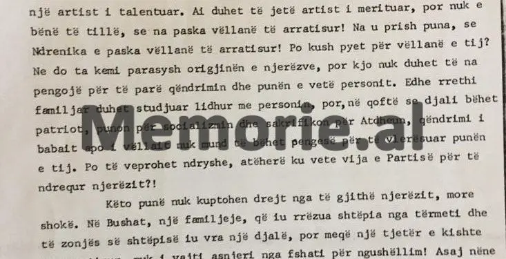 Diskutimi i Enverit në Byro: “Aktorja e re shqiptare, pa folur fare, me sytë e saj flet shumë dhe e lë në bisht të urës Brixhit Bardonë, kurse Prosi dhe Ndrenika…”