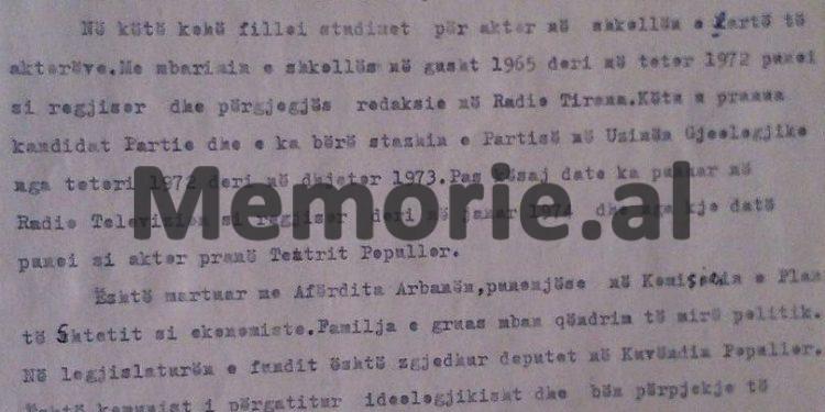 Arbana, Ndrenika, Qirjaqi, Haxhiraj, Pasha dhe Shkjezi/ Nga biografitë familjare, shkollimi, rolet dhe cilësia e tyre, te divorcet, etj./ Zbulohen dosjet e kuadrit të aktorëve: