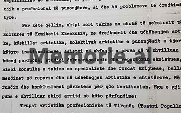 Kur Byroja Politike alarmohej për Teatrin/ Raporti: “Ja çfarë ndodh me regjizorët e aktorët si, Mani, Frashëri, Luca, Mima, Pitarka, Kristofori, Trebicka, etj.”