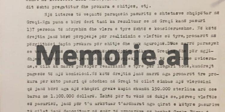 Letra e Haki Toskës për Enverin: “Në Greqi kemi 173 prona, tre prokura me vlerë 1.3 milion USD, i morëm dhe…”/ Dokumenti sekret i ’62-it për pasuritë e emigrantëve
