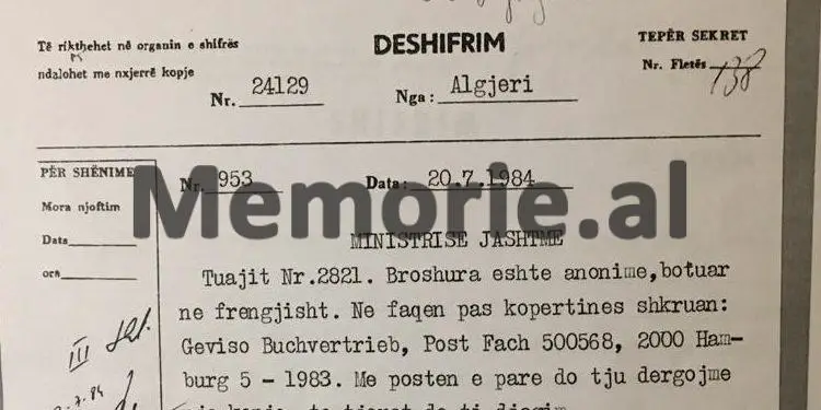 “Aspiratë maniake për madhështi, mosbesues, paranojak dhe…”,/ Zbulohet libri “Shqipëria nën hijen e një tirani”, për Enver Hoxhën që u dērgua në ‘84-ën në disa ambasada në Algjer