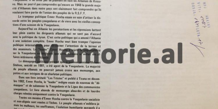 “Demagog, sharlatan dhe intrigant politik, pretendon se kryeministri Mehmet Shehu, ishte një agjent i Jugosllavisë…”/ Libri i ’84-ës në Algjer, për Enverin