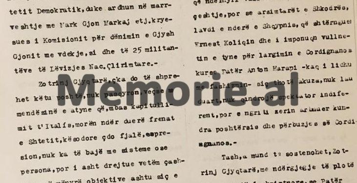 “Zotrinj Gjyqtarë, me faljen e jetës Patër Antonit, do t’i tregoni botës se, në këtë Shqipni të përvuejtun, nuk ka hakmarrje, por vetëm: Drejtësi Njerzore”./ Mbrojtja e avokat Stringës në ’46-ën
