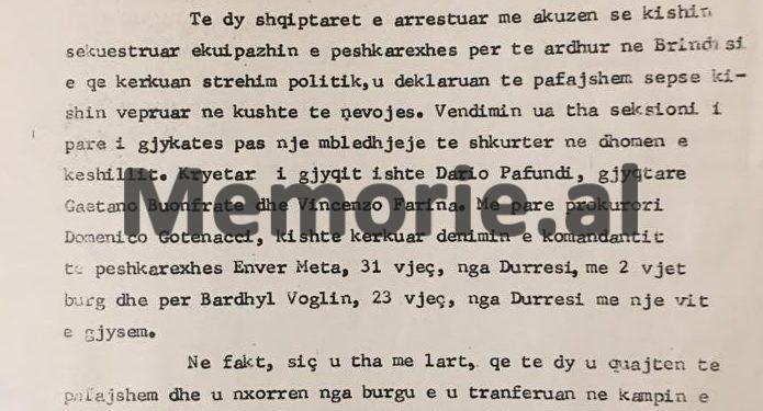 La Gazzetta del Mezzogiorno: “Kapiteni i “Dukati”-it u la i lirë nga gjykata e Brindisit, pasi në Durrës ai jetonte 17 vetë në dy dhoma…”/ Arratisja e bujshme në ’89-ën