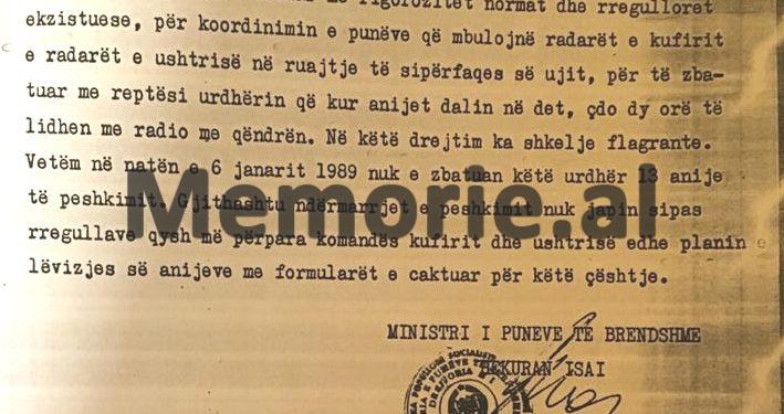 Raporti sekret i ministrit Hekuran Isai: “Ushtarët e portit i kemi ndërruar disa herë, se janë implikuar në kontrabandë floriri, orësh dhe…”/ Raporti “sekret” për Ramiz Alinë