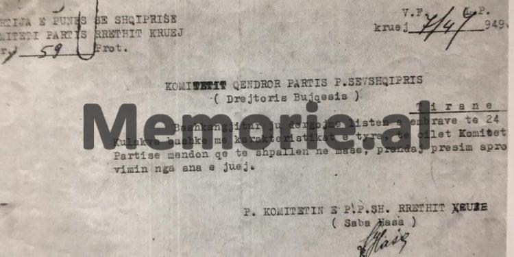 “Ka përkrahur Abaz Kupin, kundërshton reformat e pushtetit popullor, dallaveraxhi dhe…”/ Zbulohet dokumenti me karakteristikat e 24 kulakëve të Krujës e Kurbinit