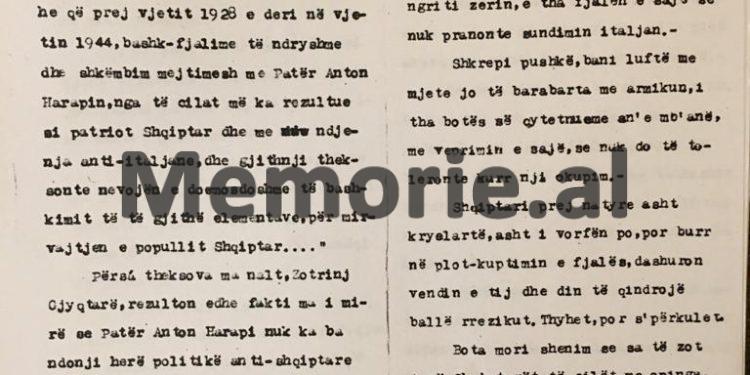 “Zotrinj Gjyqtarë, me faljen e jetës Patër Antonit, do t’i tregoni botës se, në këtë Shqipni të përvuejtun, nuk ka hakmarrje, por vetëm: Drejtësi Njerzore”./ Mbrojtja e avokat Stringës në ’46-ën