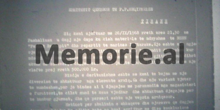 Raporti ‘sekret’ për Hysni Kapon: “Elementë me biografi të keqe i vunë zjarrin Bazës së Pashalimanit dhe…”/ Ngjarja e bujshme që alarmoi Komitetin Qendror në ‘68-ën dhe arrestimet