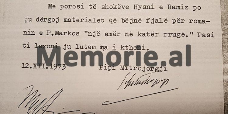 Letra e Ramiz Alisë: “Romani i Petro Markos të ndalohet dhe të bëhet karton e asnjë kopje të mos qarkullojë, pasi…”/ Si u “kryqëzua” shkrimtari rebel për figurën e Enverit