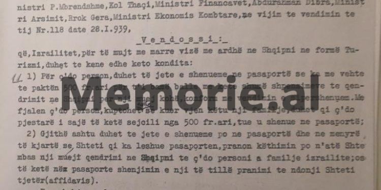 Zbulohet vendimi i qeverisë së Zogut në ’39-ën për dhënien e vizave izraelitëve dhe letra e konsullit Rauf Fico: “Kurrnji çifut s’asht kthye në Gjermani, se do internohej në Dachau e Buchenwald”