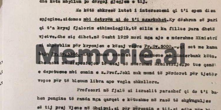 “Prof. Dr. Norbert Jokli, kërkon të vijë në Shqipni, me përfundue fjalorin që ka fillu para dhjetë viteve, por duhet me i dhanë nënshtetësinë dhe…”/ Zbulohet dokumenti rezervat i 1938-ës