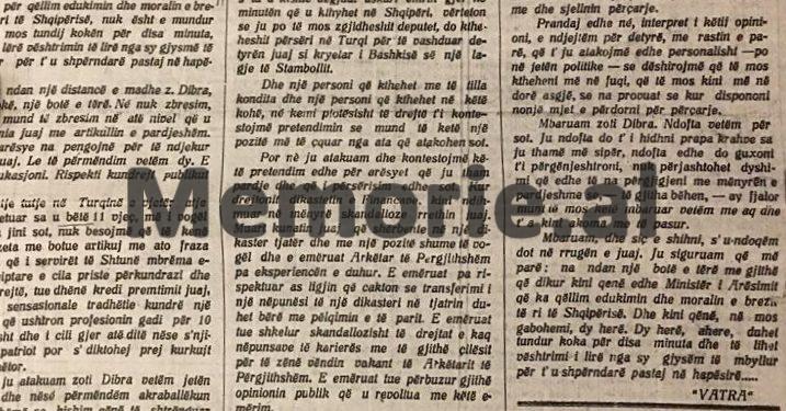 “Zoti Dibra, keni abuzuar me fondet, ngritët një vilë dhe punësuat kunatin tuaj arkëtar…”/ Akuzat e botuesit të njohur ndaj deputetit e ministrit të Financave të Zogut