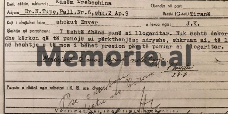 Letra e Trebeshinës: “Shoku Enver, s’ kam qenë asnjëherë kundër vijës Partisë, as revizionist, Shqipëria po lulëzon…”/ Enveri: “Le të vazhdohet të ndihmohet…”