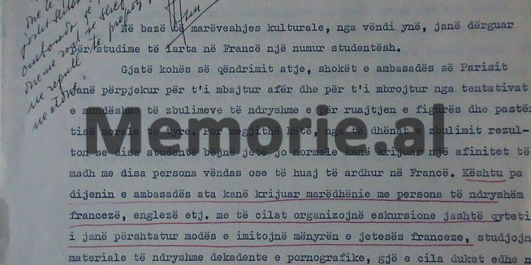 Raporti sekret i Sigurimit për Hysni Kapon: “Studentët tanë në Francë shoqërohen me femra të huaja, mbajnë materiale dekadente dhe…”/ Emrat dhe ‘bëmat’ e tyre!