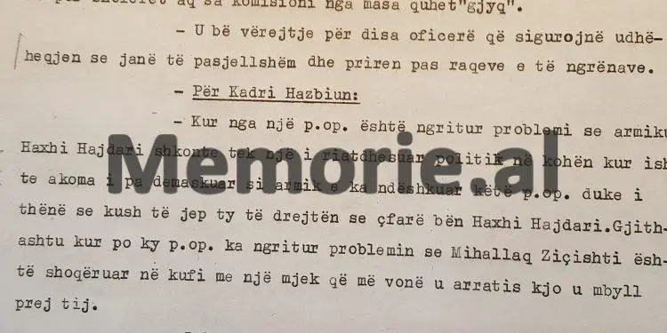 Raporti i Sigurimit: “Mihallaq Ziçishti me Mehmet Shehun, dy tre herë kanë shtyrë goditjen e Tefik Cangonjit, që u dëshifrua agjent i …”/ Informacioni për Enver Hoxhën
