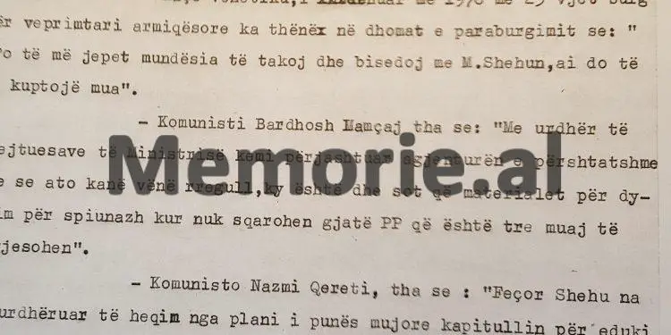 Raporti i Sigurimit: “Mihallaq Ziçishti me Mehmet Shehun, dy tre herë kanë shtyrë goditjen e Tefik Cangonjit, që u dëshifrua agjent i …”/ Informacioni për Enver Hoxhën