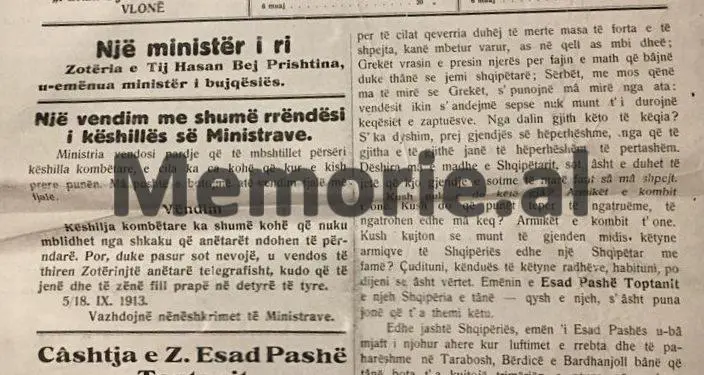 “Emnin e trimit Esat Pasha, e njeh Shqypnia dhe bota mbarë, kur bani luftra të rrepta në mbrojtje të Shkodrës…”/ Shkrimi i panjohur i ‘Përlindja e Shqypniës’ në 1913-ën