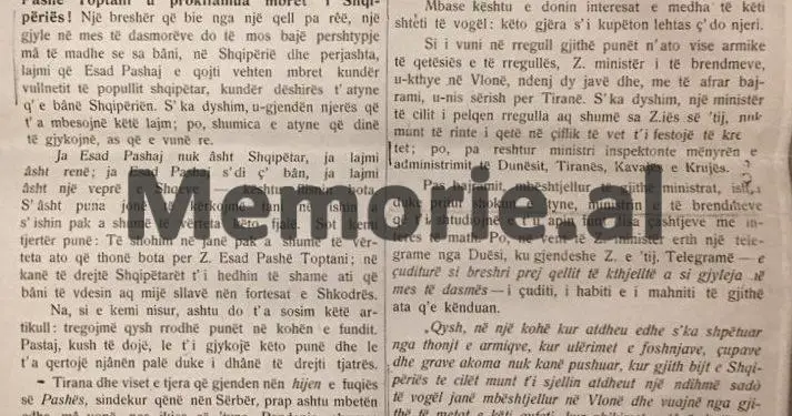 “Emnin e trimit Esat Pasha, e njeh Shqypnia dhe bota mbarë, kur bani luftra të rrepta në mbrojtje të Shkodrës…”/ Shkrimi i panjohur i ‘Përlindja e Shqypniës’ në 1913-ën