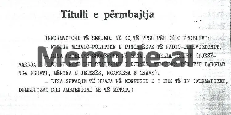 Letra për Ramiz Alinë: “Vera Grabocka përhap modën e huaj, Agron Çobani morri në punë të bijën e …”/ Denoncimet në Radio-Televizionin Shqiptar në ‘82-in