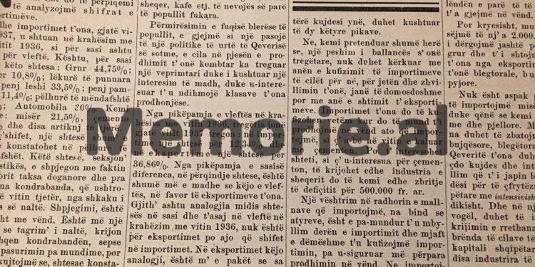 ‘Kur Banka Kombëtare e Shqipërisë me bashkë drejtor, italianin Gradudenzi, publikonte bilancet e kënaqshme financiare, që kishin ardhur nga…’/ Shtypi i Monarkisë në vitin 1938