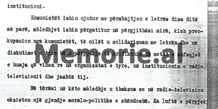 Letra për Ramiz Alinë: “Vera Grabocka përhap modën e huaj, Agron Çobani morri në punë të bijën e …”/ Denoncimet në Radio-Televizionin Shqiptar në ‘82-in