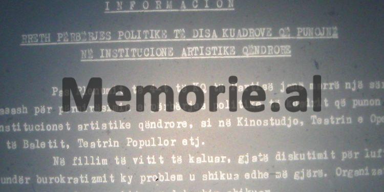 Letra për Ramiz Alinë: “Ndrenika ka vëllanë e arratisur, Mima ka qenë me Ballin, Shkjezi me Partinë Fashiste, kurse Anagnosti…”/ Raporti sekret me biografitë e 51 artistëve