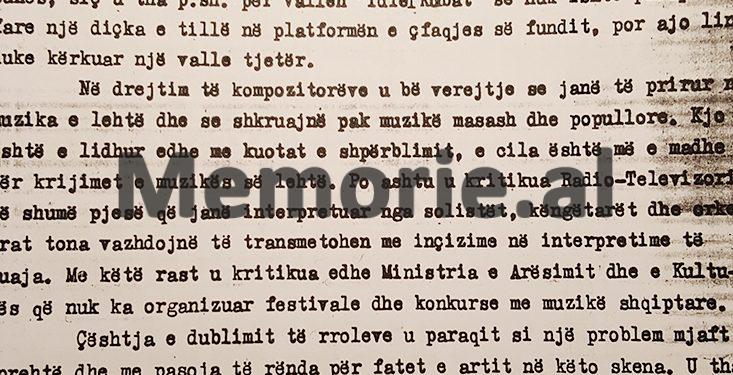 Letra për Ramiz Alinë: “Dekori i operas ‘Traviata’ ishte tepër ekstravagant. Aktorët që interpretuan ishin veshur me dekolte…”/ Mbledhja e Operas dhe Baletit e 18 marsit ‘73