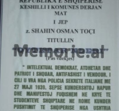 The mystery of the murder of Shahin Toçi in the Military Academy of Rome, after he refused to take the military oath in front of the Italian flag, on March 26, 1939!