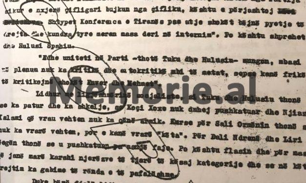 Letra për Hysni Kapon: “Tuk Jakova thotë se nuk mund të punohet më me Enverin, i duhet vënë fshesa gjithë Byrosë, se…”/ Raporti i Sigurimit me përgjimet e “Tomorri”-t në 1957-ën