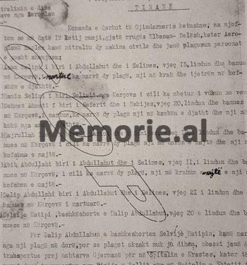 “Aeroplanët anglez kanë mitralue dy makina ku kan mbet të vram dhe të plagosun edhe disa rom, që gjermanët i kan marrë me mjekue e operue në spitalin e tyne në…”/ Dokumentet e panjohura