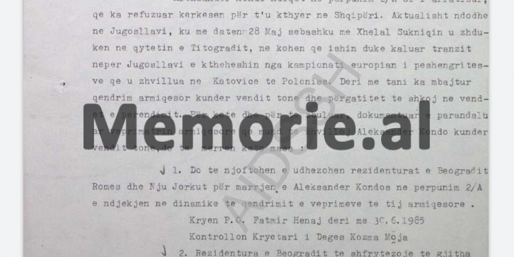 “Kondo dhe Sukniqi po e intensifikojë veprimtarinë armiqësore dhe ndaj tyre të shfrytëzoni këtë agjenturë në Beograd, Romë e New York…”/ Relacioni i Sigurimit të Shtetit