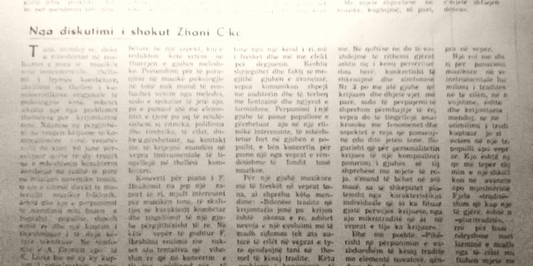 “Në muzikën tonë ne duhet të kemi një pluritraditë dhe…”/ Shkrimi i gazetës “Drita” dhe revistës “Nëntori” i majit të vitit 1972, kushtuar Zhani Cikos