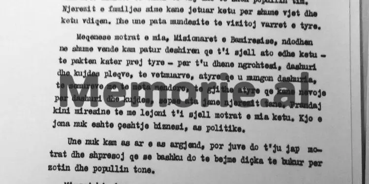 Nënë Tereza: “Përse Shqipëria nuk merr ndihma nga jashtë…?! Të marrësh kredi dhe ndihma nga jashtë si Jugosllavia, do të thotë…”/ Biseda me ministrin e Jashtëm, Reiz Malile, Tiranë, 16 gusht ‘89