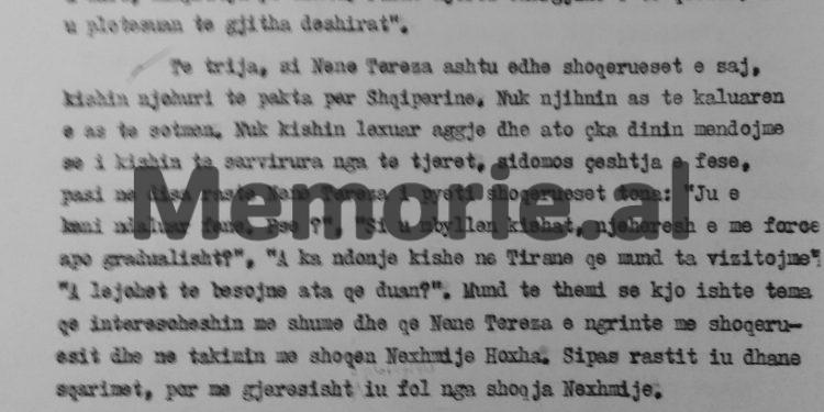 “Nënë Tereza fillimisht s’pranoi të takohej me shoqen Nexhmije Hoxha dhe qilimin e vogël që i’a dhamë, tha se do i’a dhuronte Papës…”?!/ Relacioni i shoqëruesit, gusht 1989