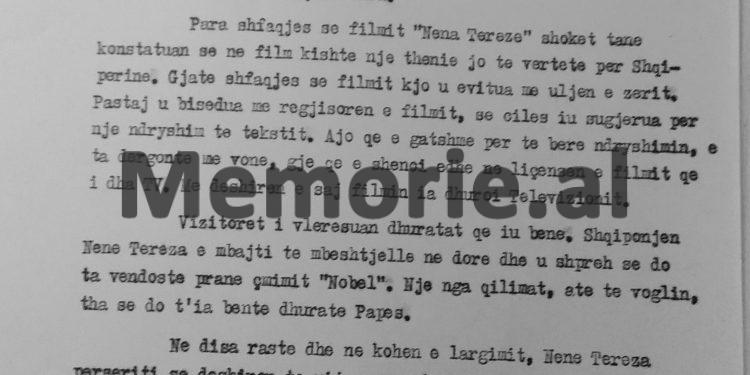 “Nënë Tereza fillimisht s’pranoi të takohej me shoqen Nexhmije Hoxha dhe qilimin e vogël që i’a dhamë, tha se do i’a dhuronte Papës…”?!/ Relacioni i shoqëruesit, gusht 1989